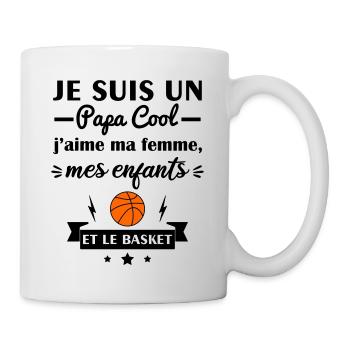 Papa cool j'aime ma femme, mes enfants, basket - Mug blanc - blanc - Droite