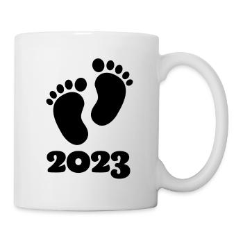 Baby 2023 Schwangerschaft verkünden Baby Geburt - Tasse - Weiß - Rechts