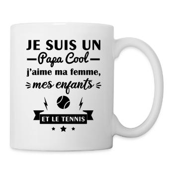 Papa cool j'aime ma femme, mes enfants, tennis - Mug blanc - blanc - Droite