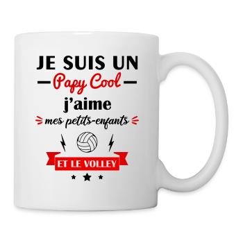 Papy cool volley, cadeau grand-père volleyball - Mug blanc - blanc - Droite