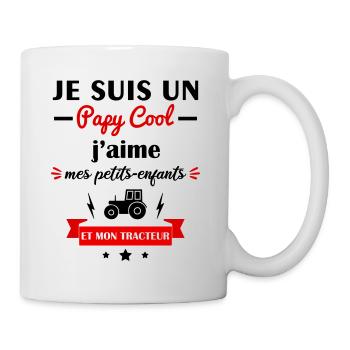 Papy cool tracteur, cadeau grand-père agriculteur - Mug blanc - blanc - Droite