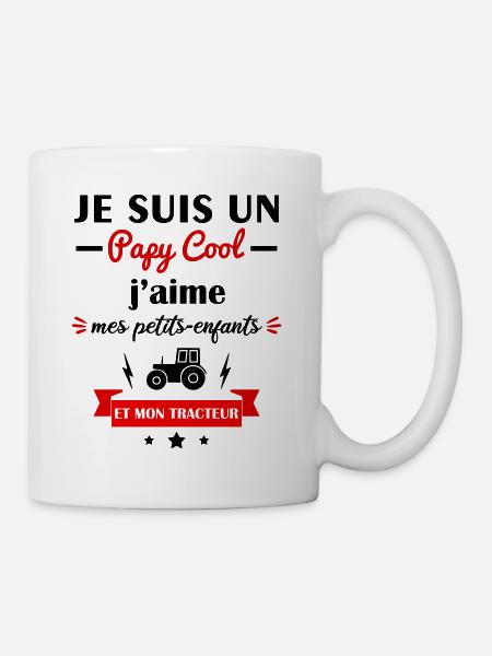 Papy cool tracteur, cadeau grand-père agriculteur - Mug blanc - blanc