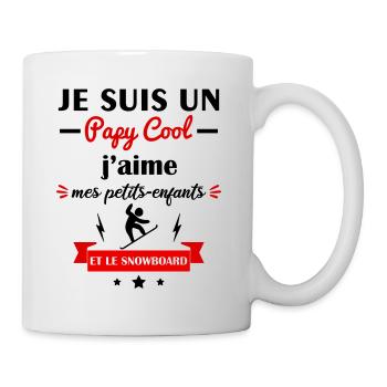 Papy cool snowboard, cadeau grand-père snowboard - Mug blanc - blanc - Droite