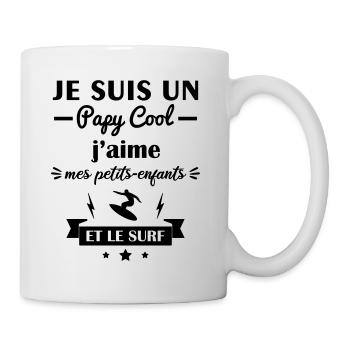 Papy cool surf, cadeau grand-père surfeur - Mug blanc - blanc - Droite
