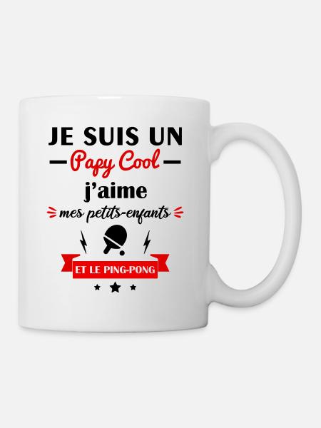 Papy cool ping pong,grand-père,papi,ping pong - Mug blanc - blanc