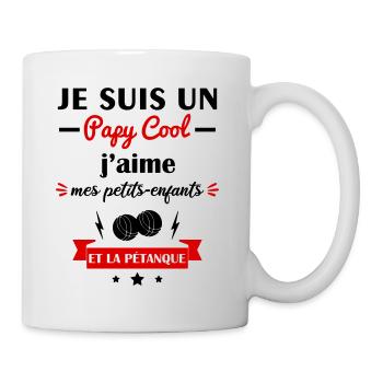 Papy cool pétanque,papi,pétanque,bouliste,petanque - Mug blanc - blanc - Droite