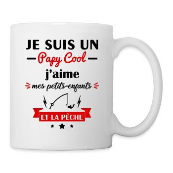 Papy cool pêche, cadeau grand-père pêcheur - Mug blanc - blanc - Droite