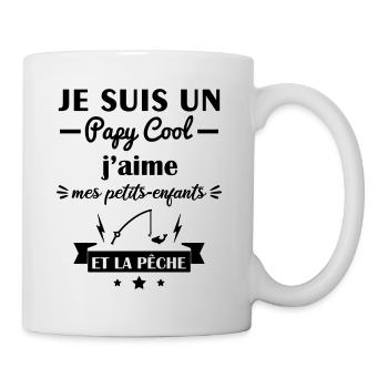Papy cool pêche, cadeau pêcheur, grand-père - Mug blanc - blanc - Droite