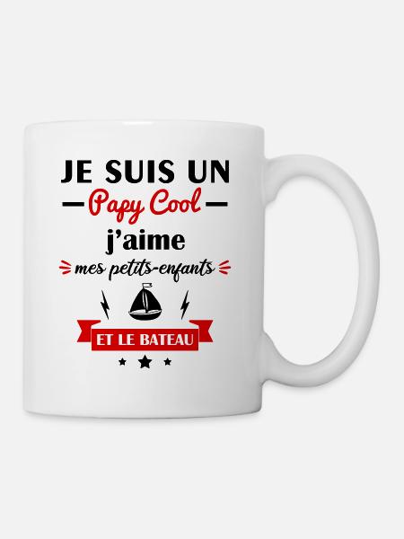 Papy cool bateau, cadeau grand-père capitaine - Mug blanc - blanc