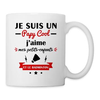 Papy cool badminton, cadeau grand-père badiste - Mug blanc - blanc - Droite
