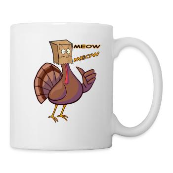 Thanksgiving Funny Turkey Fake Cat Retro Miau - Tasse - Weiß - Rechts