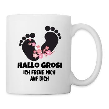 Hallo Grosi hallo Oma du wirst Oma Schwangerschaft - Tasse - Weiß - Rechts