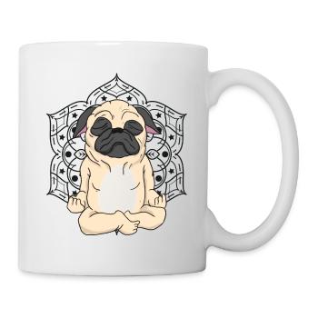 Yoga Pug, Mops, Chillen,Sonne, Erholung, Meditatio - Tasse - Weiß - Rechts