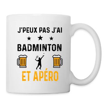 J'peux pas j'ai badminton homme et apéro - Mug blanc - blanc - Droite