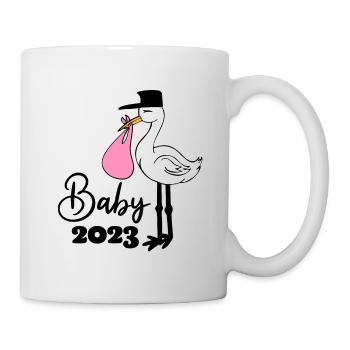 Baby 2023 Schwangerschaft verkünden Baby Geburt - Tasse - Weiß - Rechts