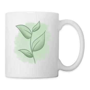 sommerlich frisch, grüne Blätter - Tasse - Weiß - Rechts