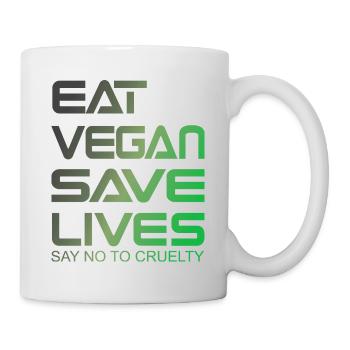 Chemise à slogan végétalien EAT VEGAN SAVE LIVES - Mug blanc - blanc - Droite