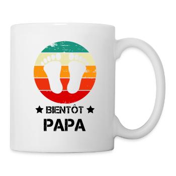 Bientôt papa père annonce grossesse vintage - Mug blanc - blanc - Droite