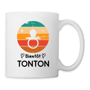 Bientôt tonton oncle naissance grossesse retro - Mug blanc - blanc - Droite