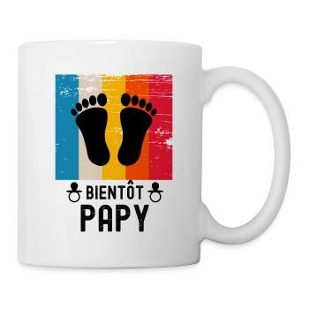 Bientôt papy cadeau naissance vintage - Mug blanc - blanc - Droite