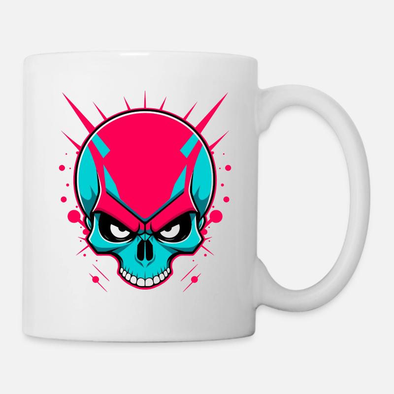 Colorful skull without lower jaw - Mug - white