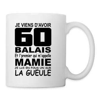 60 ans / anniversaire 60 ans / cadeau 60 ans - Mug blanc - blanc - Droite