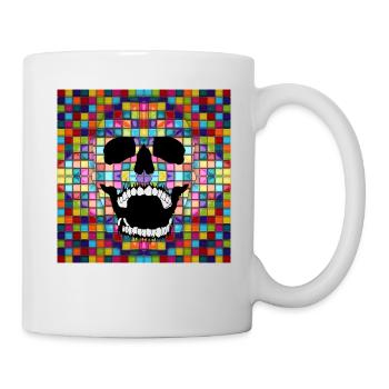 Colorful mosaic skull - Mug - white - Right