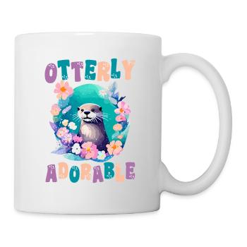 Loutre Kawaii Florale - Cadeau Fun et Adorable - Mug blanc - blanc - Droite