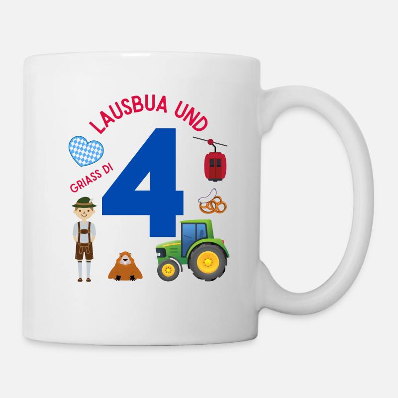 Lausbua und 4 - Tasse - Weiß