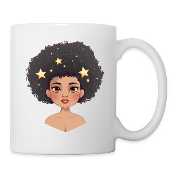 Black Afro Girl with Stars Melanin Black Pride - Mug - white - Right