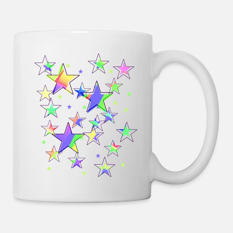 Sterne,stern, bunte Sterne, Neon,Pastell - Tasse - Weiß
