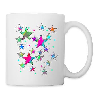 Étoiles, étoile, étoiles colorées, néon - Mug blanc - blanc - Droite