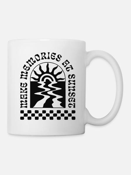 Make Memories At Sunset Retro Sonnenuntergang - Tasse - Weiß