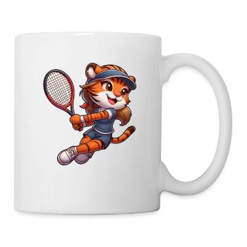 Tiger Tennisspielerin Rückhand Raubkatze Mädchen - Tasse - Weiß - Rechts