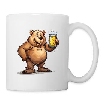 Cute Bear Drinking Beer 2 - Tasse - Weiß - Rechts