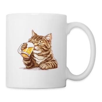 Cute Cat Drinking Beer 2 - Tasse - Weiß - Rechts