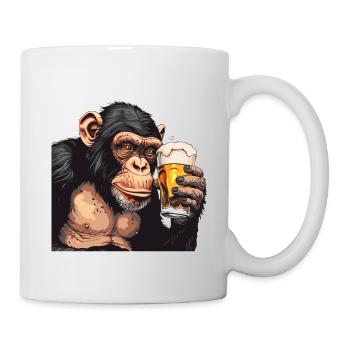 Cute Chimpanzee Drinking Beer 2 - Tasse - Weiß - Rechts