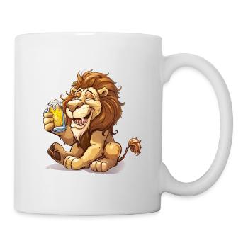 Cute Lion Drinking Beer 2 - Tasse - Weiß - Rechts
