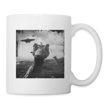 Dragon Selfie with UFO Weird 50s Photo 2 - Tasse - Weiß - Rechts
