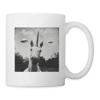 Unicorn Selfie with UFO Weird 50s Photo - Tasse - Weiß - Rechts