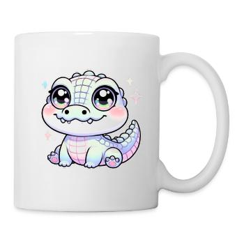 Super Cute Kawaii Baby Crocodile - Tasse - Weiß - Rechts