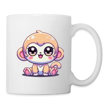 Super Cute Kawaii Baby Monkey - Tasse - Weiß - Rechts