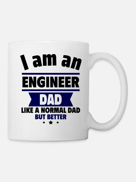 Papa Ingenieur, Vatertagsgeschenk - Tasse - Weiß