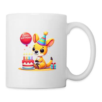 Kangaroo Kid Celebrating Birthday - Tasse - Weiß - Rechts