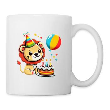 Lion Kid Celebrating Birthday - Tasse - Weiß - Rechts