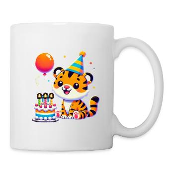 Tiger Kid Celebrating Birthday - Tasse - Weiß - Rechts