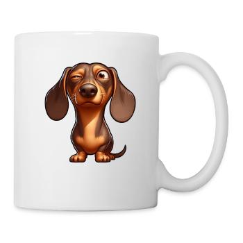 Dachshund cartoon funny cheeky ironic - Mug - white - Right