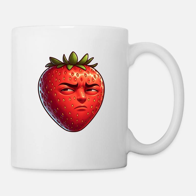Freche Erdbeere Cartoon Frucht Lustig Ironisch - Tasse - Weiß