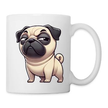 Skeptischer lustiger Mops Cartoon Hund - Tasse - Weiß - Rechts