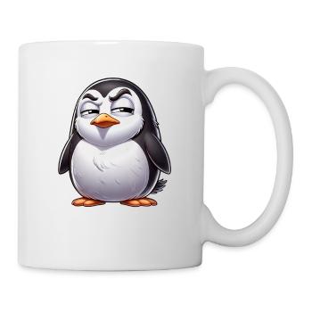Skeptical Naughty Penguin Cartoon - Mug - white - Right